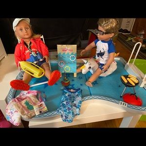 American girl pool, lifeguard and accessories